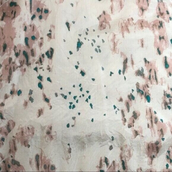 Poleci Silk And Cotton Cropped Blouse Pink Floral Collared Size 8 - Picture 4 of 6